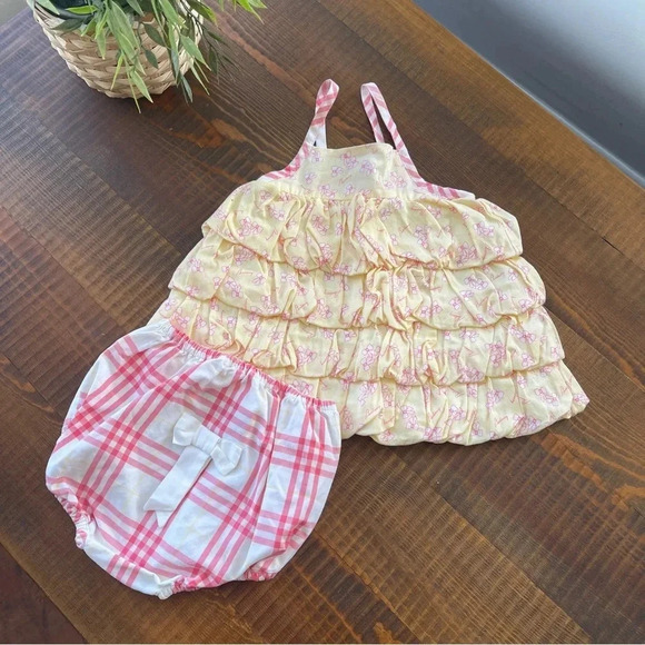 Burberry Other - Dress + pants sleeveless cross back 1/3 months pink Burberry